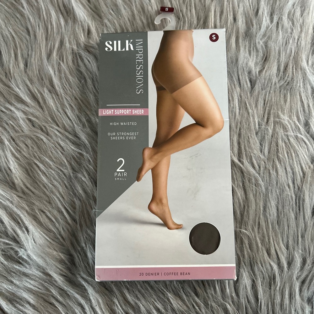 Silk Impressions Light Support‎ Sheer Tights Womens Small Coffee Bean High Waist